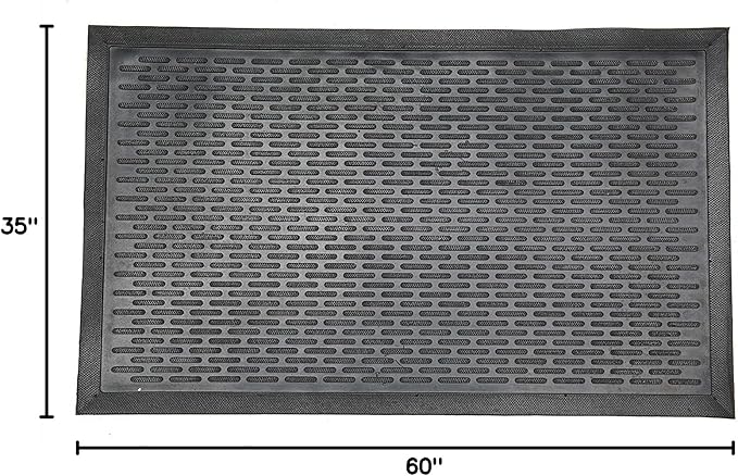 Ottomanson Easy Clean, Waterproof Non-Slip 3x5 Indoor/Outdoor Rubber Doormat, 35" x 60", Black
