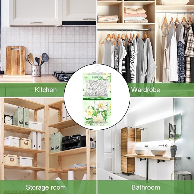 Closet Moisture Absorbers, Hangable Dehumidifier Bags, Scented Humidity Remover Packs for Dormitory Apartment Home Closet Wardrobe Bathroom Laundry Storage Basement RV Garage Odor Control