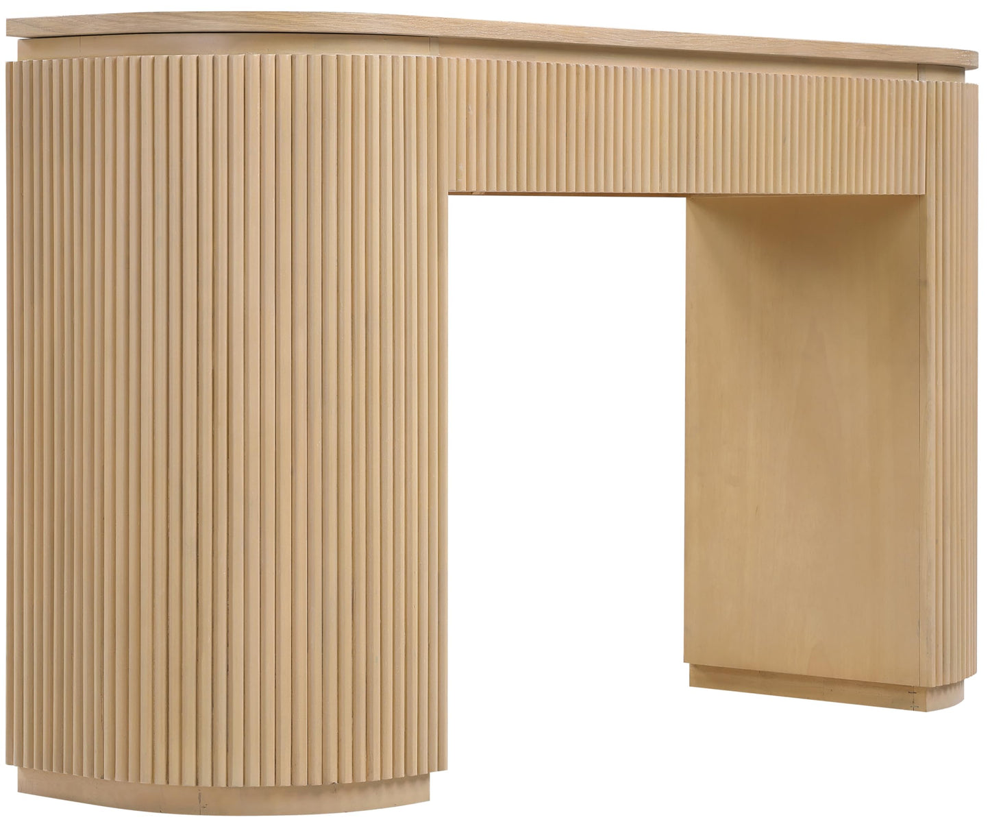 Meridian Furniture 818Oak-T Astrid Collection Modern | Contemporary Vanity/Desk/Console Table with Rich Natural Oak Finish, Solid Wood and Oak Veneer, Fluted Wood, 52" W x 14" D x 30" H, Natural