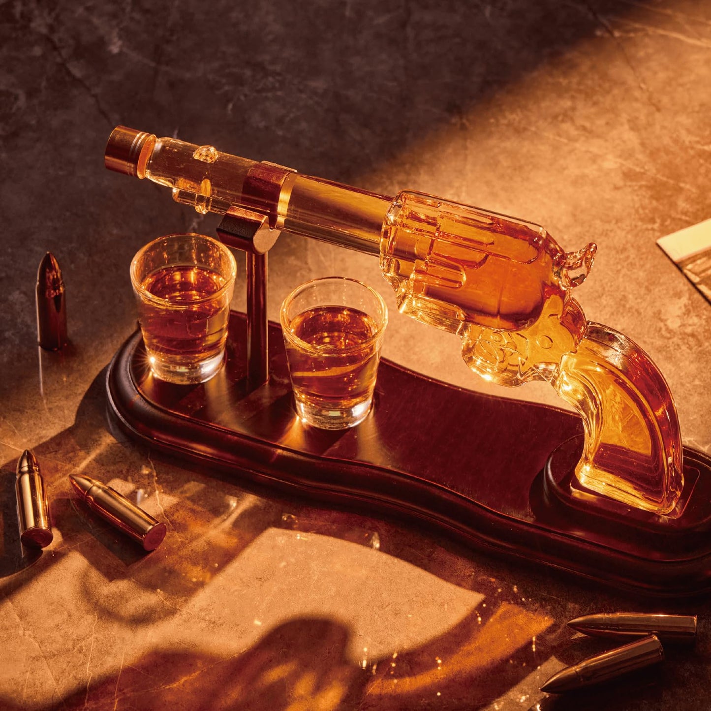 Gifts for Men Dad, Gun Whiskey Decanter Set with Shot Glasses, Unique Western Cowboy Style, Birthday Gift Ideas for Him, Liquor Decanter for Bourbon Alcohol Tequila, Liquor Dispenser Home Bar Drinking