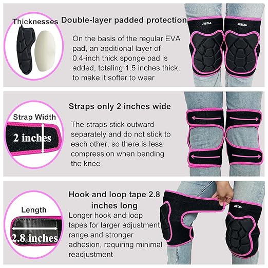 Working Knee Pads for Men Women, Thick Foam Kneepads for Gardening House Cleaning, Safety Knee Pad for Mechanic Carpenter Painter, Soft Lightweight Pink Knee Cushion for Adult, Rose Red M (1 Pair)