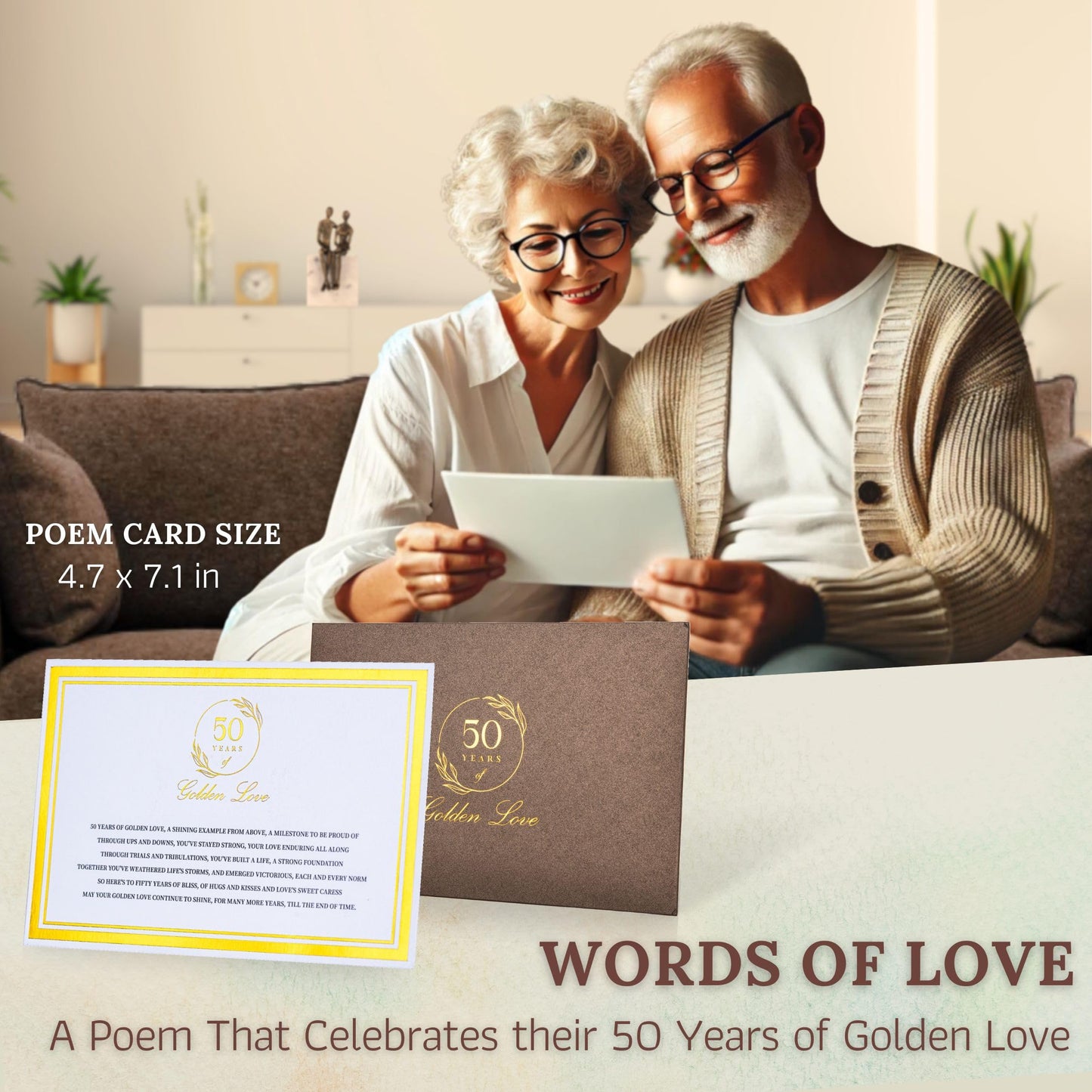 DCAPILLA 50th Wedding Anniversary Couple Gifts - Iron and Marble Sculpture - Gifts for 50th Wedding Anniversary for Parents or Friends - Includes Present Box, Engraved Plaque and Poem Card