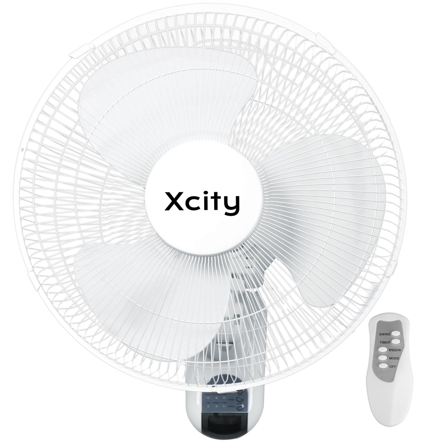 Xcity 16 Inch Wall Mounted Fan With Remote Control, 3 Speeds, 3 Modes, Timer, 90 Oscillating & 60 Adjustable Tilt, High Velocity