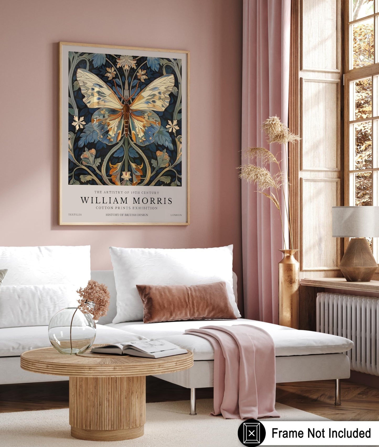 Monem Art William Morris Poster - Butterfly Print - Botanical Art - Exhibition Art - Moth Art - Animal Art - Floral Art - Aesthetic Art - Office or Living Room Wall Decor - 8x10 UNFRAMED Wall Art