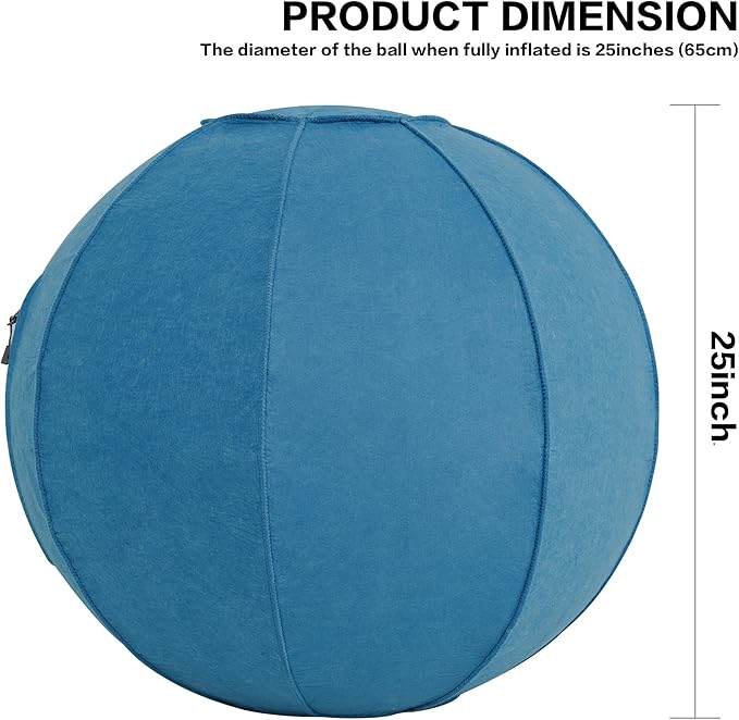 ANC POP Yoga Ball Exercise Ball, Anti Slip Stability Ball Chair, 25” Heavy Duty Large Gym Ball for Fitness, Balance and Core Workout with Cover, Easy Clean