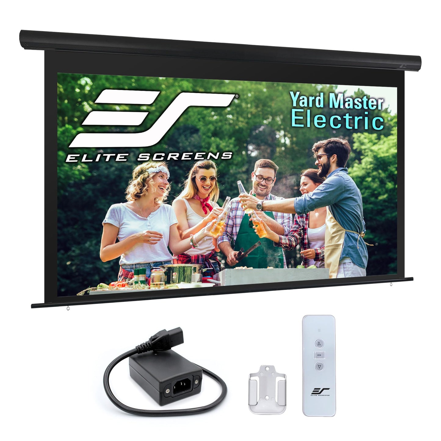 Elite Screens Yard Master Electric 165" Outdoor Motorized Projector Screen with RF Remote, IP33 Rain Protection, 4K/8K Ultra HD HDR Ready Backyard Patio Movie Screen – OMS165H-ELECTRIC