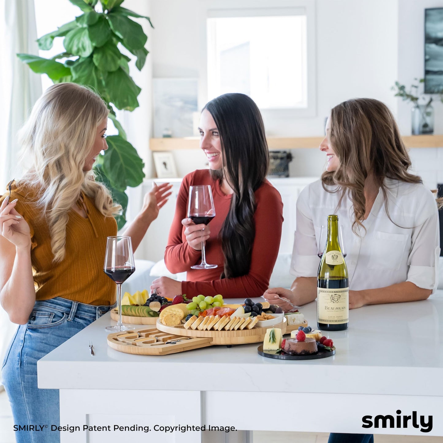 SMIRLY Charcuterie Boards Set - Large Bamboo Cheese Board set - House Warming Gifts New Home, Wedding Gift for Couple, Bridal Shower Gift, Birthday Gifts for Women