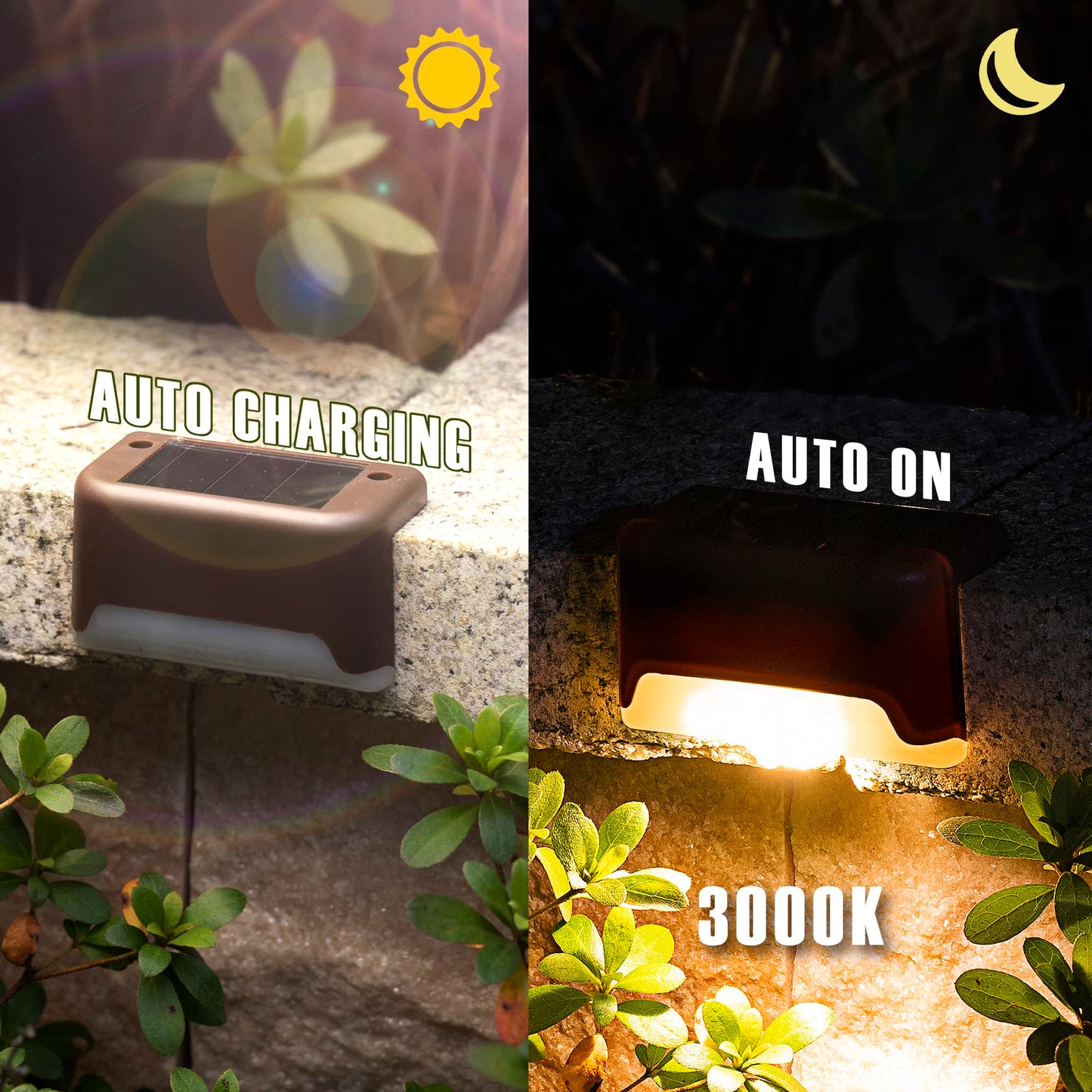 GIGALUMI Led Solar Deck Lights, 20 Pack Waterproof for Outdoor Stairs, Step, Fence, Railing, Yard and Patio (Warm White)