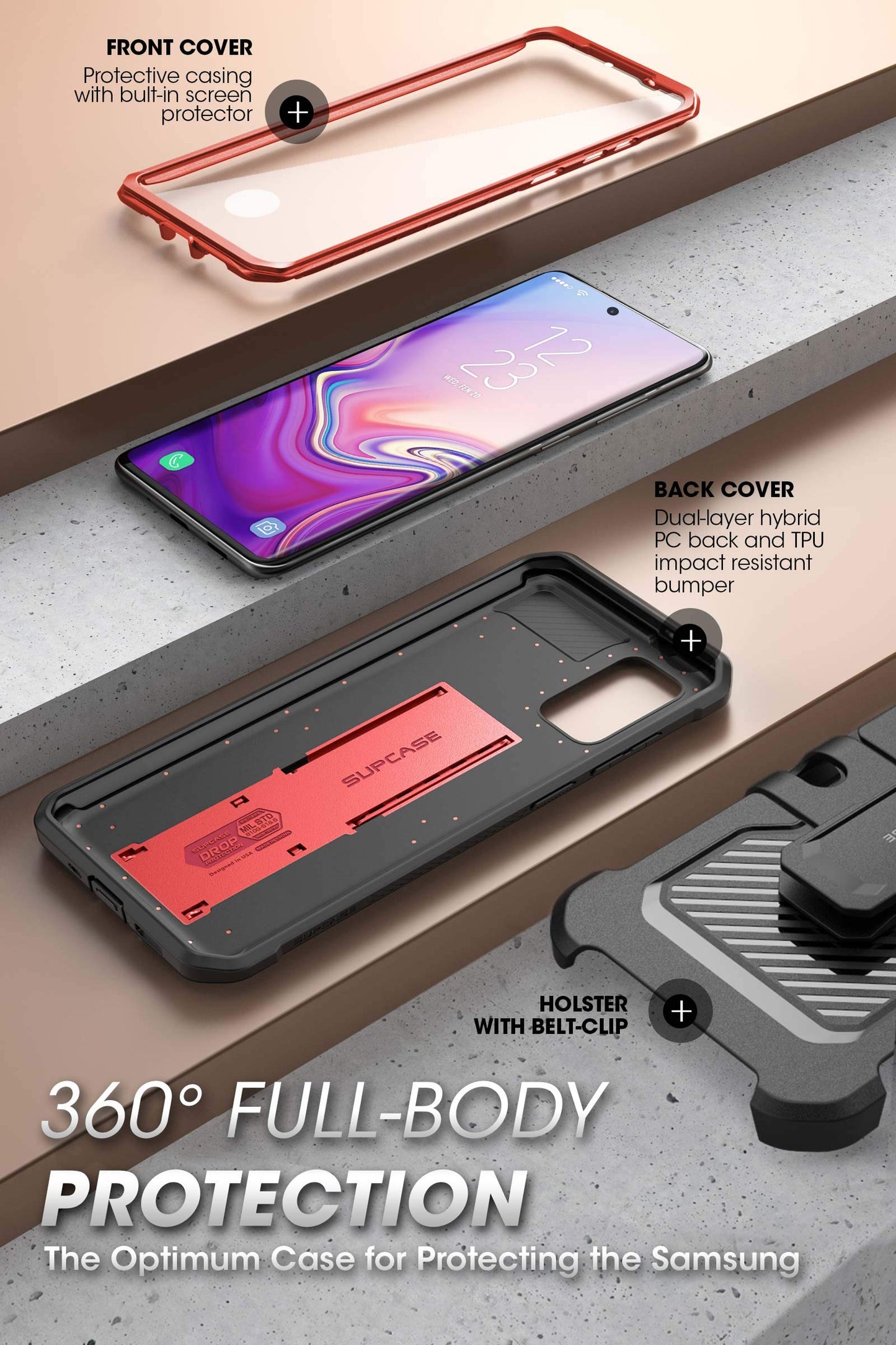 Supcase For Samsung Galaxy S20 Fe 5G Case With Screen Protector (Unicorn Beetle Pro), [Built-In Stand & Belt-Clip] Heavy Duty Fu