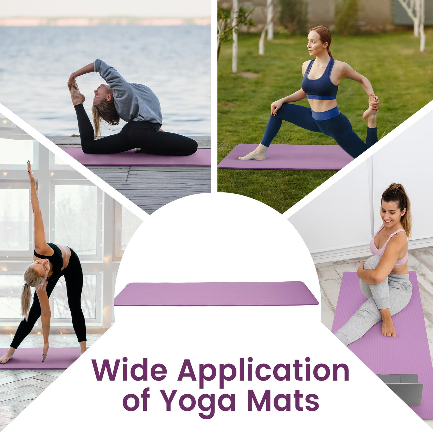 Fitvids 1/2-Inch Thick High Density Foam Exercise Yoga Mat with Carrying Strap, For Cushioning The Body Against Hard Floors, Taro Purple