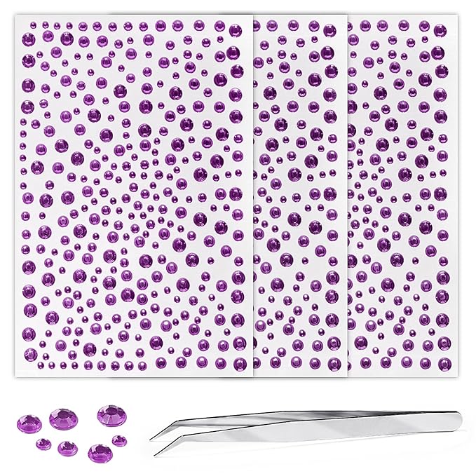 975Pcs Multi-Color Face Gems, Self-Adhesive Eye Jewels Rhinestones 3/4/5/6 mm DIY Face Gems & Pearls for Makeup & Crafts