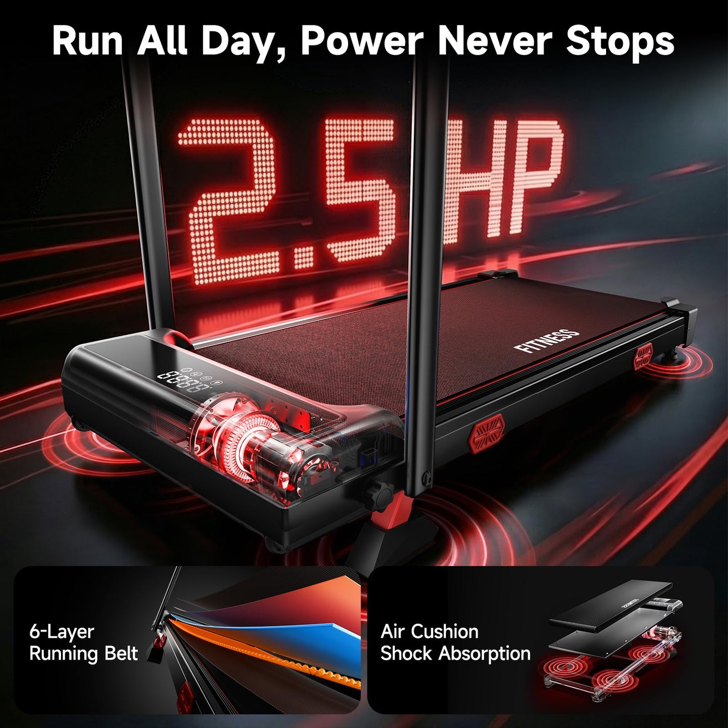 RHYTHM FUN 16% Incline Walking Pad Treadmill, 6.2MPH Foldable Walking Pad with Handle Bar, Under Desk Treadmills for Home Office, 300 LBS Capacity