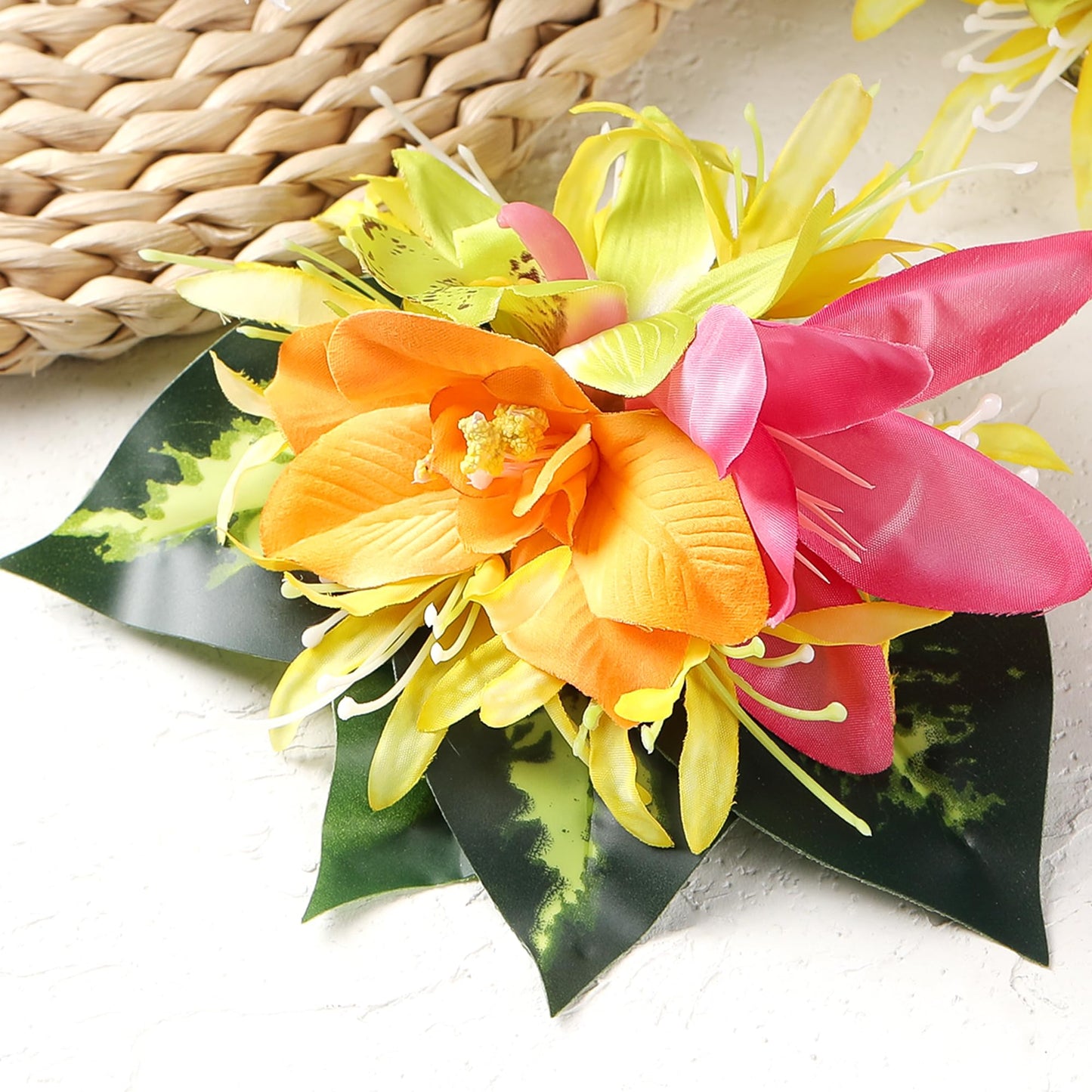 Hawaiian Flower Hair Clips for Women - 2 PCS Artificial Tropical Orchid Hairpin Hawaii Floral Hair Accessories for Women Girls L