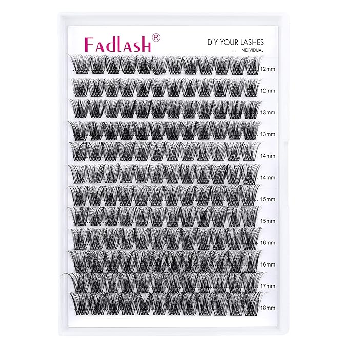 Individual Lashes 144pcs D Curl Lash Clusters Mixed Length Individual Lash Extensions Cluster Lashes DIY Lash Extension Supplies Eyelash Clusters (F5-0.07D, 12-18mm)
