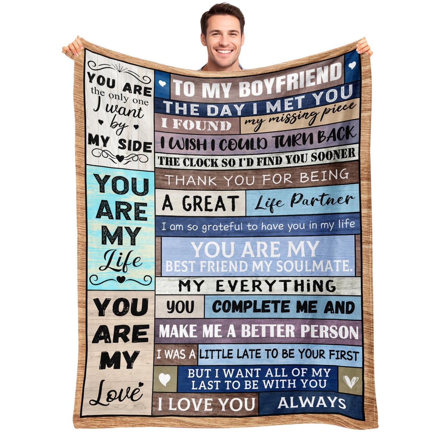 NIVAY Boyfriend Birthday Gifts Ideas - Christmas Anniversary Birthday Gifts for Boyfriend from Girlfriend - Valentines Sweetest Day Graduation Presents for Him - I Love You Blanket 50"X60"
