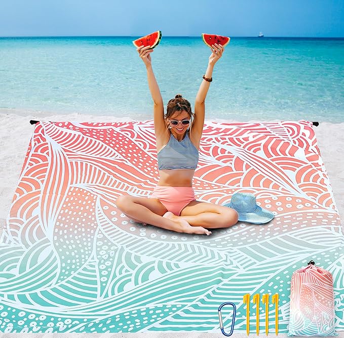 AISPARKY Beach Blanket Waterproof Sandproof Lightweight Durable Compact Sand Free Beach Mat for Beach Festival Travel Camp...