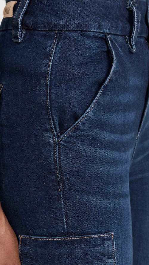 PAIGE Women's Dion 32" Jeans with Cargo Pockets, Gracie Lou, Blue, 32