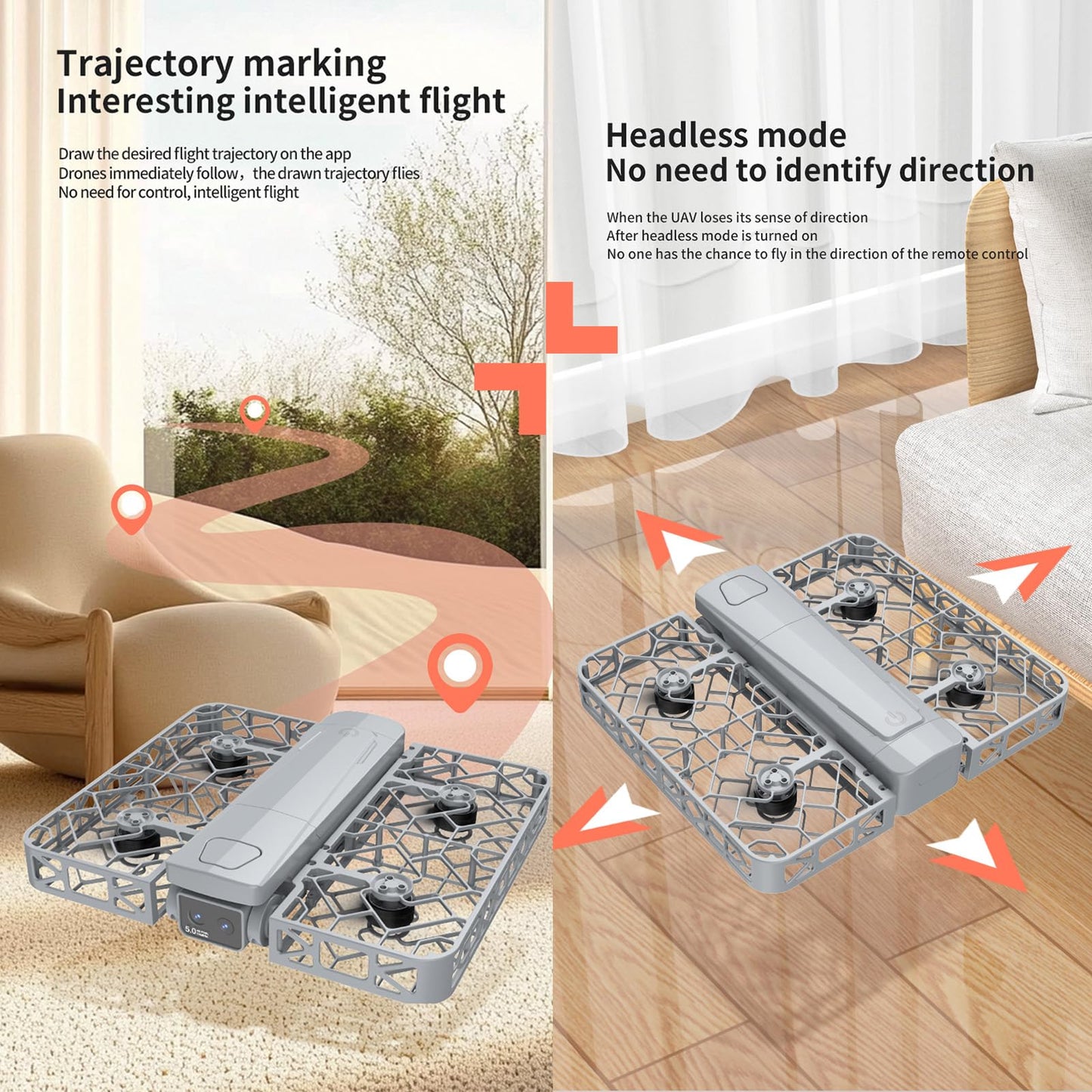 Drone with Camera 4k,HD Drones for Adults,Pocket - Sized Drone with Optical Flow Positioning, Foldable Design & HD Camera (3 batteries)