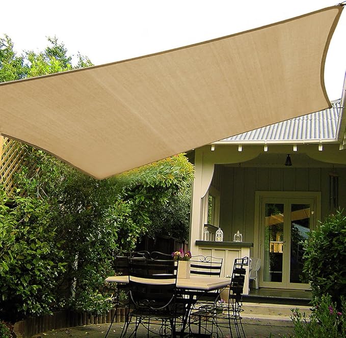 Shade&Beyond 10'x10' Sun Shade Sails Curved Canopy Square Sand 185GSM Shade Sail Permeable for Patio Deck Yard Backyard, (...