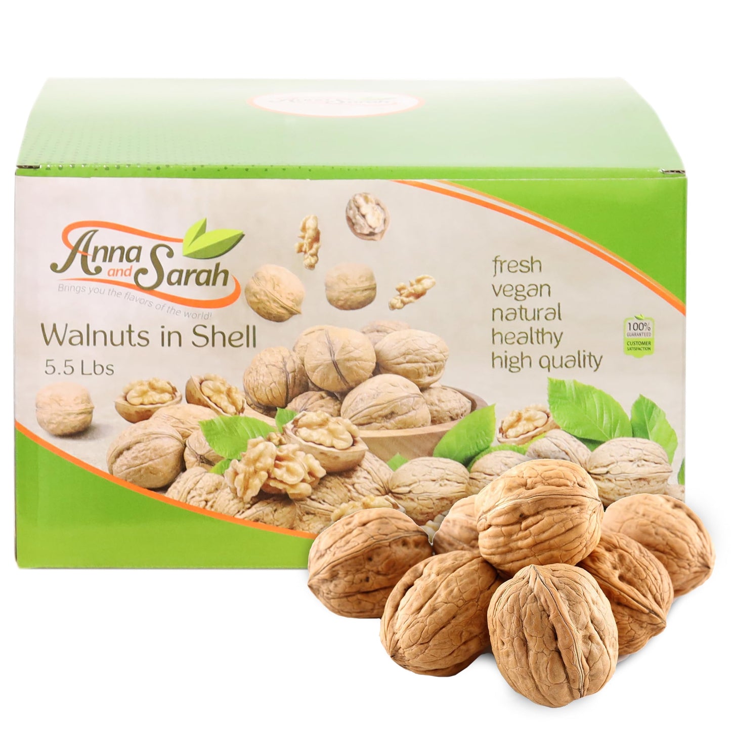 Anna and Sarah Walnuts in Shell, Jumbo, Fresh, Buttery Taste, Easy to Crack, California Chandler, Natural Shells, Not Bleached 5.5 Lbs