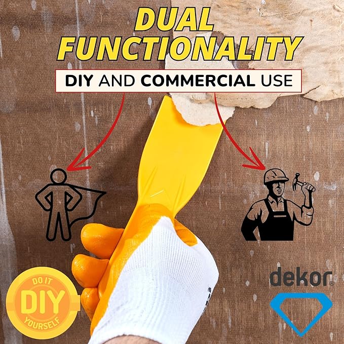 DEKOR Plastic Putty Knife Set - 4 pieces - Paint Scraper Tool Set - Durable Drywall Knife - Flexible Plastic Scraper Tool - Easy-to-Clean Paint Stripper for DIY and Professional Use - Made in Europe