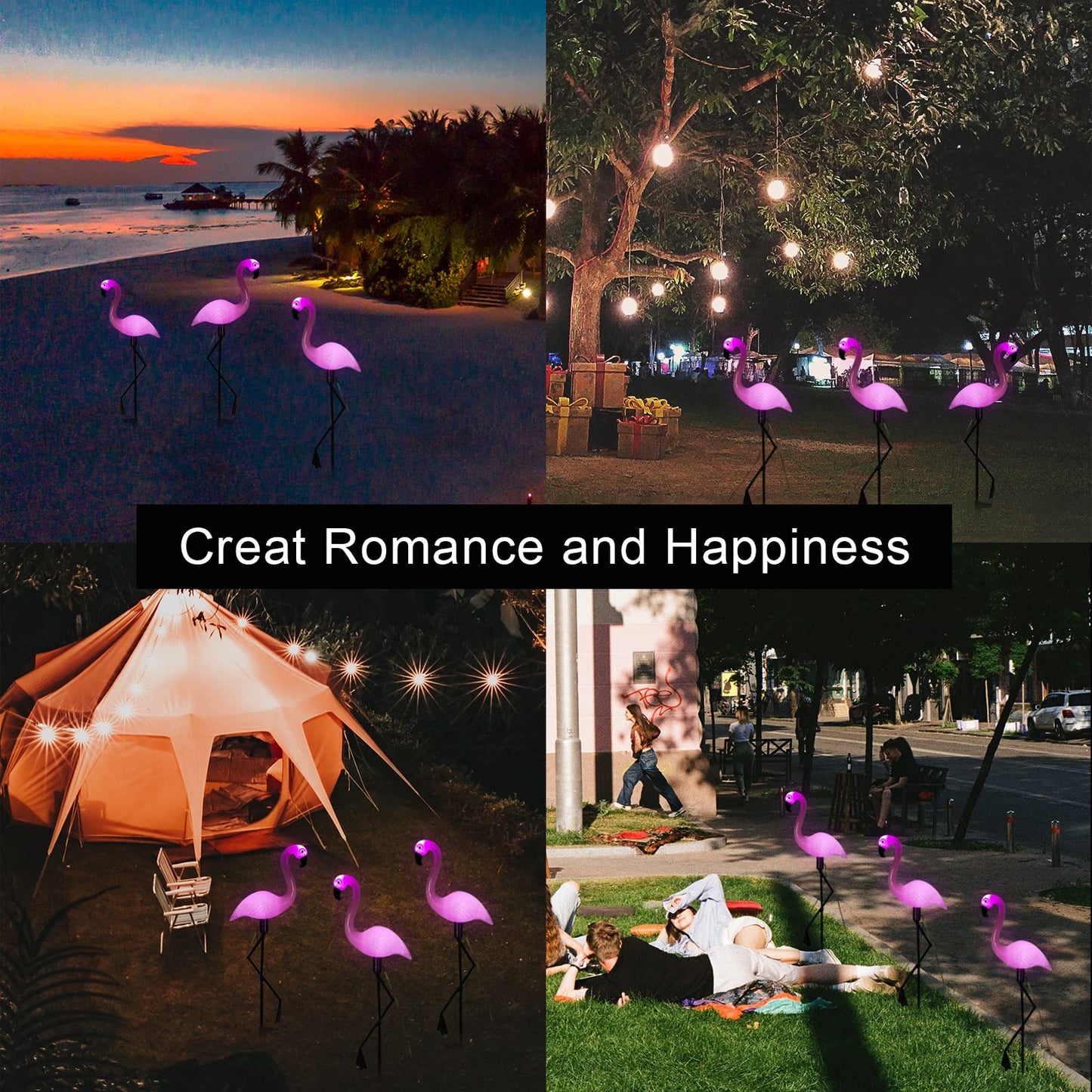 Ratopo Solar Flamingo Light 3 Pcs, Waterproof Solar Garden Lights Outdoor Decor, Pink Flamingo Garden Decor, Birthday Christmas New Home Gift, for Yard Lawn Walkway Pathway