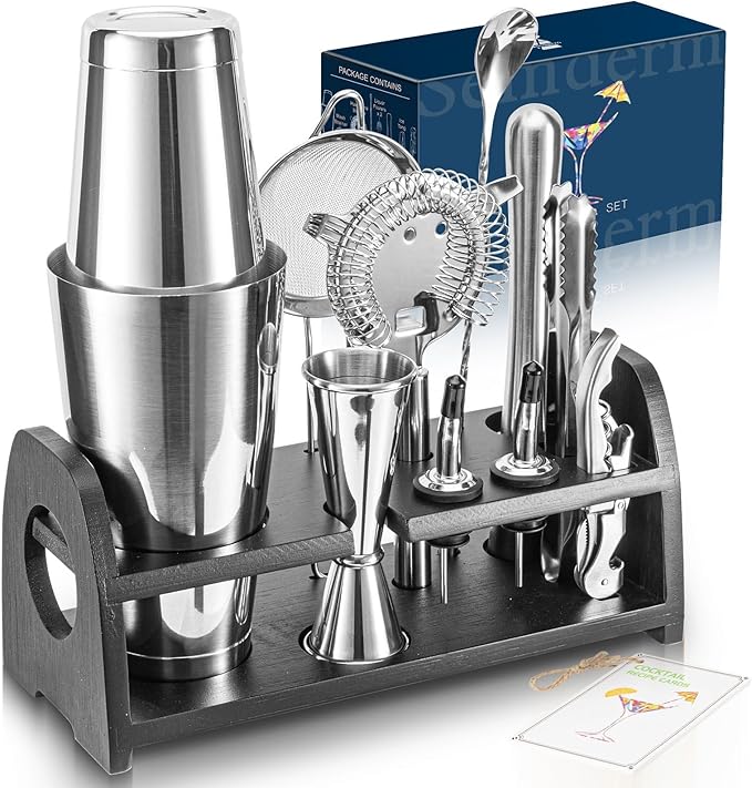 Semderm Pro Cocktail Shaker Set Mixology Bartender Kit- Extra Thick Stainless Steel Boston Shaker Set | Cocktail Kit Bar K...