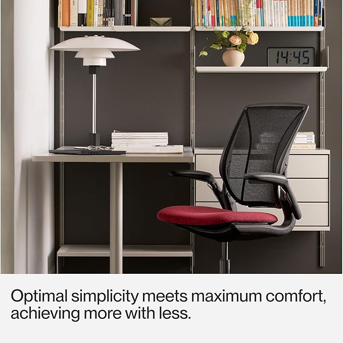 Humanscale World LM Task Chair with Black Frame, Adjustable Arms, Poppy Seed Catena Mesh Backrest and 0771 Autumn Seat