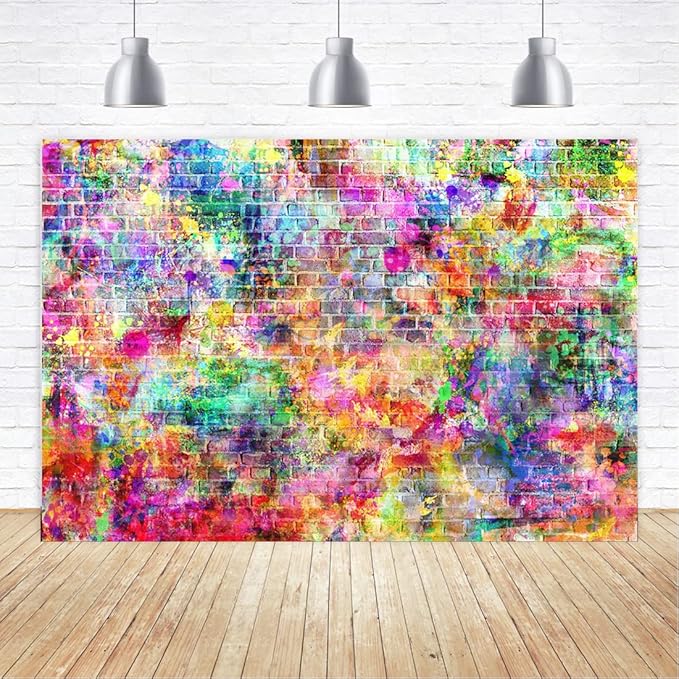 6x4ft Graffiti Brick Wall Birthday Photography Backdrops Baby Shower Colorful Urban Street Art Background for Photography ...