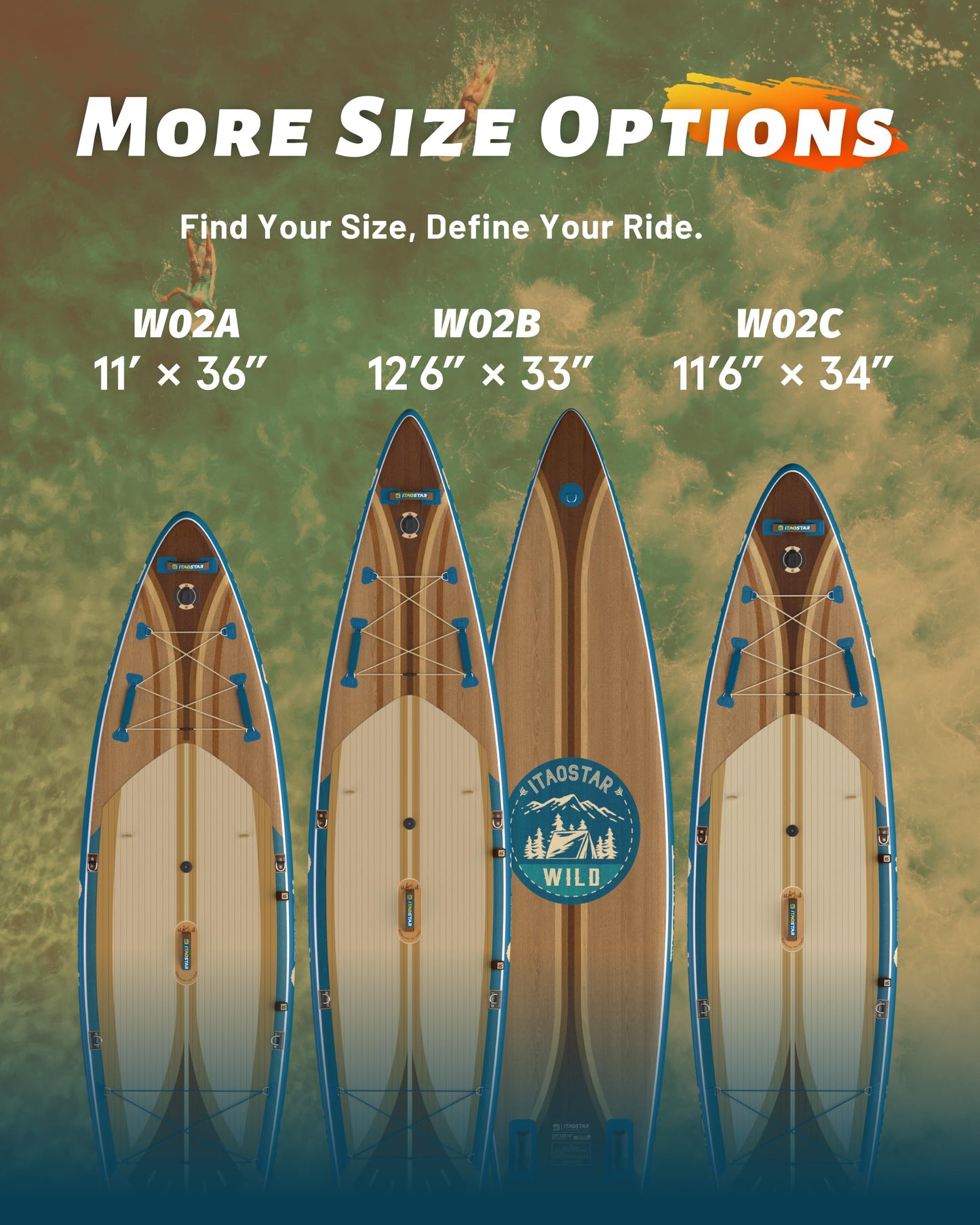 iTAOSTAR W02A Wood Inflatable Paddle Board Stand Up Paddleboard for Beginner Inflatable Paddle Board Wood Grain