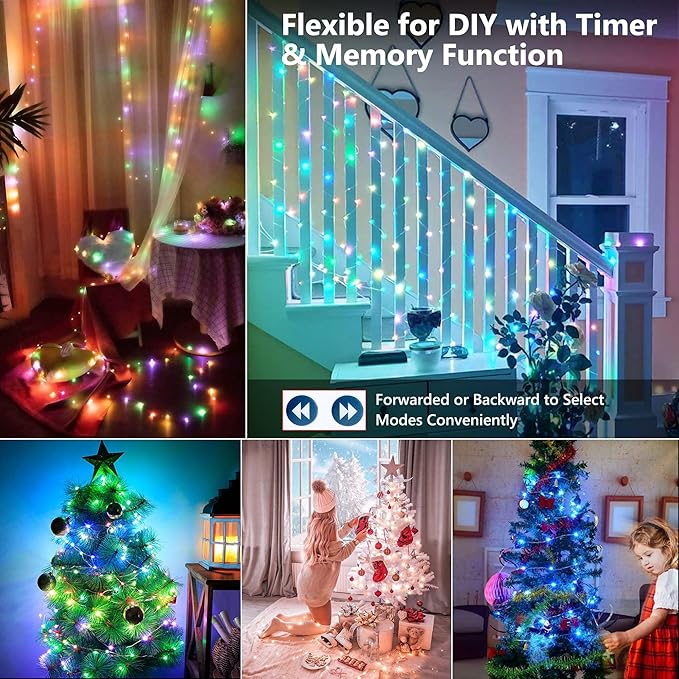 BrizLabs Color Changing Fairy Lights, 66ft 200 LED Pink Valentines Day Fairy Lights with Remote, RGB Xmas Tree Light with Timer Dimmable Twinkle Light Music Sync for Indoor Xmas Halloween Easter Party