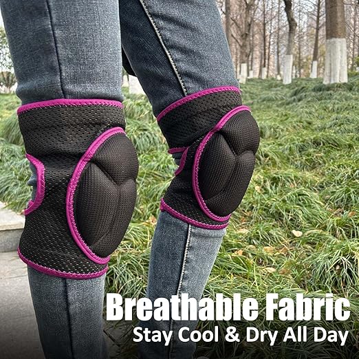 Working Knee Pads for Women, Mens Knee Protector for Cleaning, Flooring, Crawling Work, Safety Knee Pads for Gardening, Weeding, Carpeting– Breathable & Elastic Kneeling Pad for Concrete Floor for Christmas, Pink S