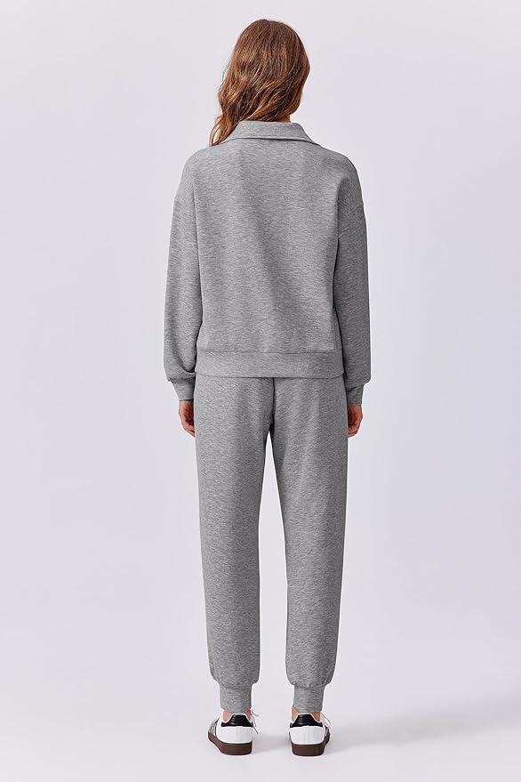 PINSPARK 2 Piece Sets for Women 2025 Fall Travel Outfits Long Sleeve Tracksuit Joggers Sets Half Zip Sweatsuit Matching Set