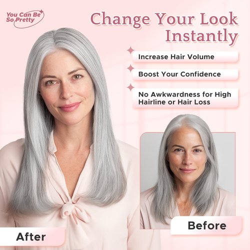 SEGO Grey Hair Toppers for Women Real Human Hair No Bangs, 7 * 13 CM Silk Base Clip In Topper Wiglet, Top Pieces for Women with Thinning Hair -6 Inch G1 Silver Grey