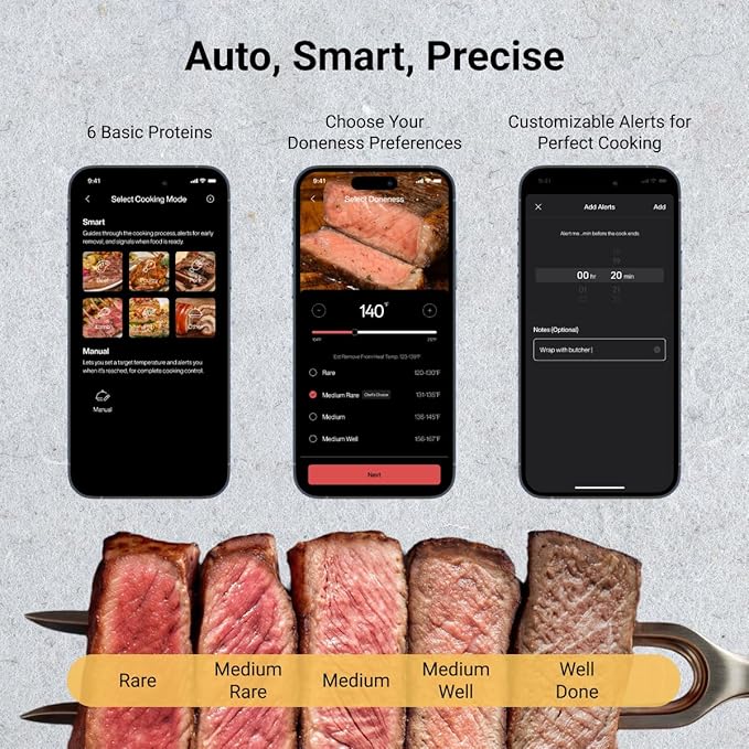 Typhur Sync One Gen 2 Smart Wireless Meat Thermometer with 6 Probes : Standalone Base with LCD Display, Unlimited WiFi & Bluetooth Range, ±0.5℉ Accuracy, Enhanced Signal Stability for BBQ, Grill, Oven