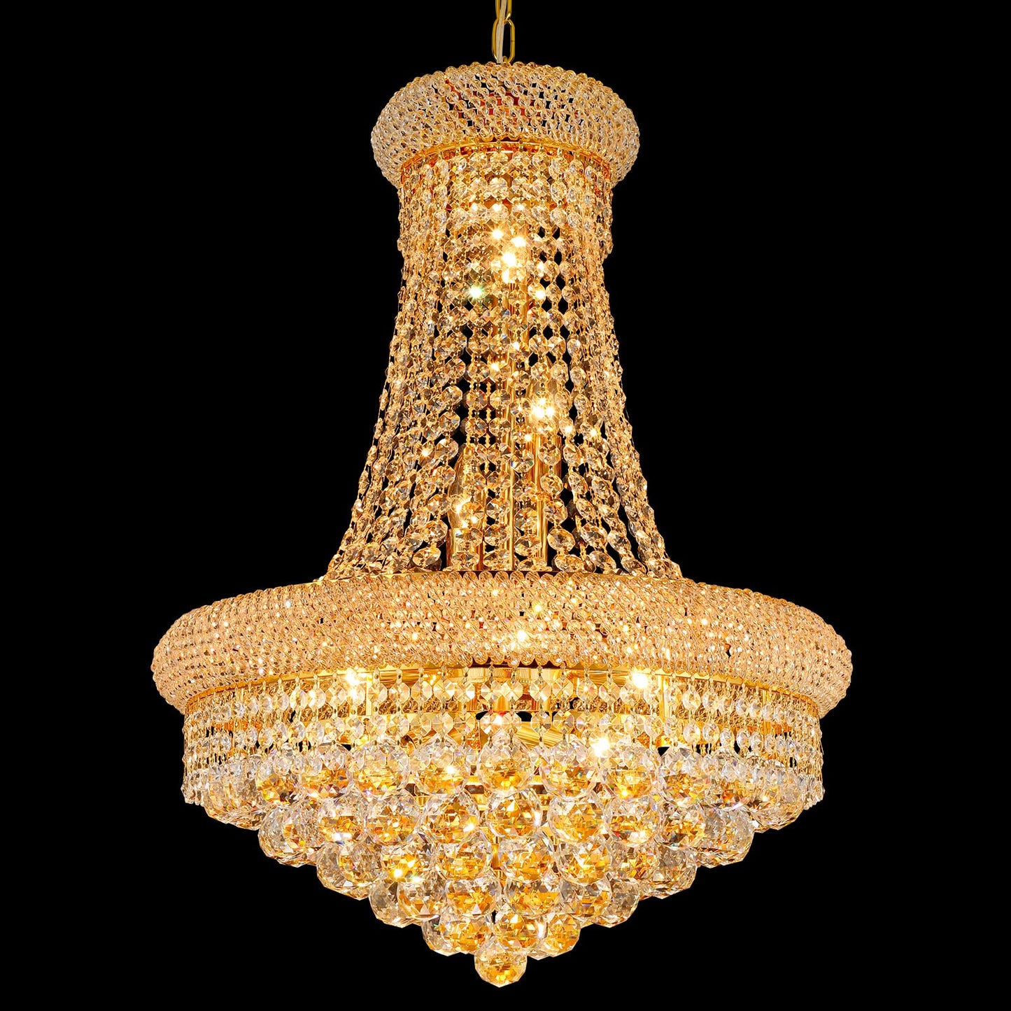 Gifarich Crystal Chandeliers for Dining Room Light Fixture,Empire Style K9 Crystal Chandeliers for Entryway,12 Lights Gold Luxury Lighting Fixtures for Living Room Stairway Bedroom Foyer D22 Inch