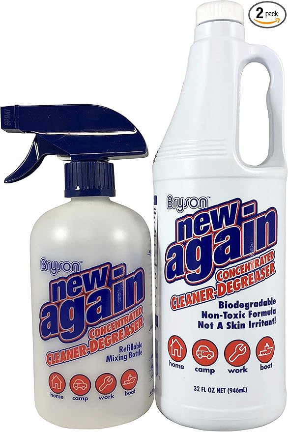 Bryson Industries Value Size 32 Oz Concentrated Grill & Stove Cleaner and Degreaser with Refillable Mixing Bottle - Loosens Grease and Grime on Stainless Steel Grills, Stoves, Automobiles and Boats