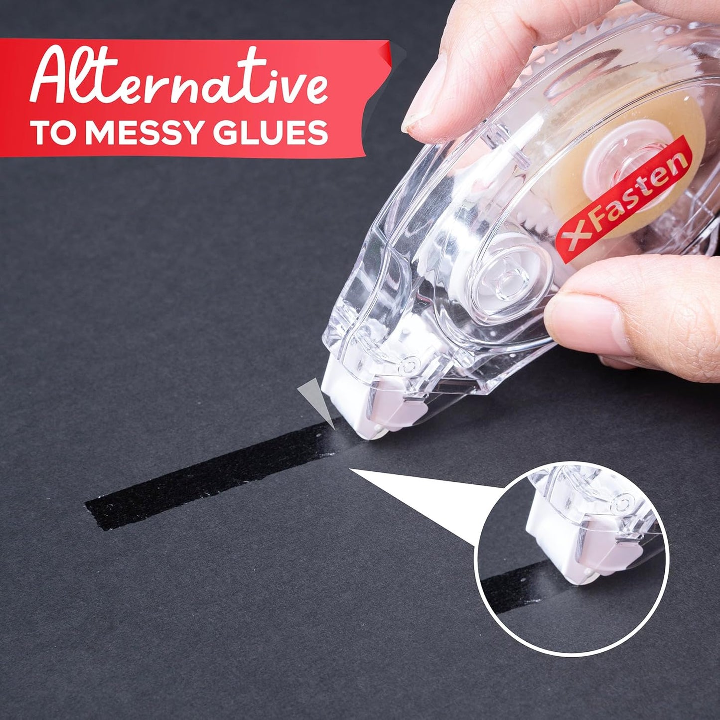 XFasten Glue Tape Roller Runner, Clear, Acid-Free, Zero-Jamming 0.3-inch x 360-inch (4-Pack, 1440-inches Total) Double Sided Gift Wrapping Tape for Scrapbooking, Journal, Photo, Card Making