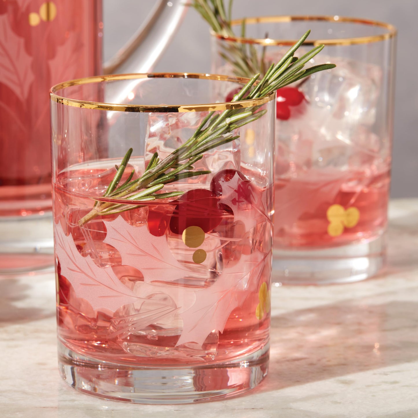 Lenox 886861 Holiday Gold 4-Piece Double Old Fashioned Set, Christmas Theme
