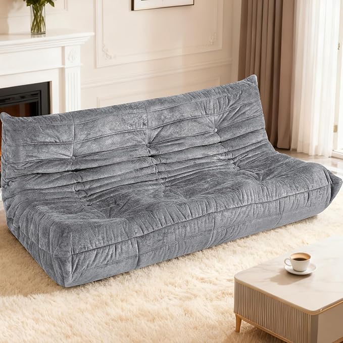 HABUTWAY Bean Bag Chair, Giant Bean Bag Chairs for Adults, 3 Seater Fireside Chair, Lazy Large Floor Bean Bag Sofa for Living Room, Bedroom, Dorm, Office (Light Grey)