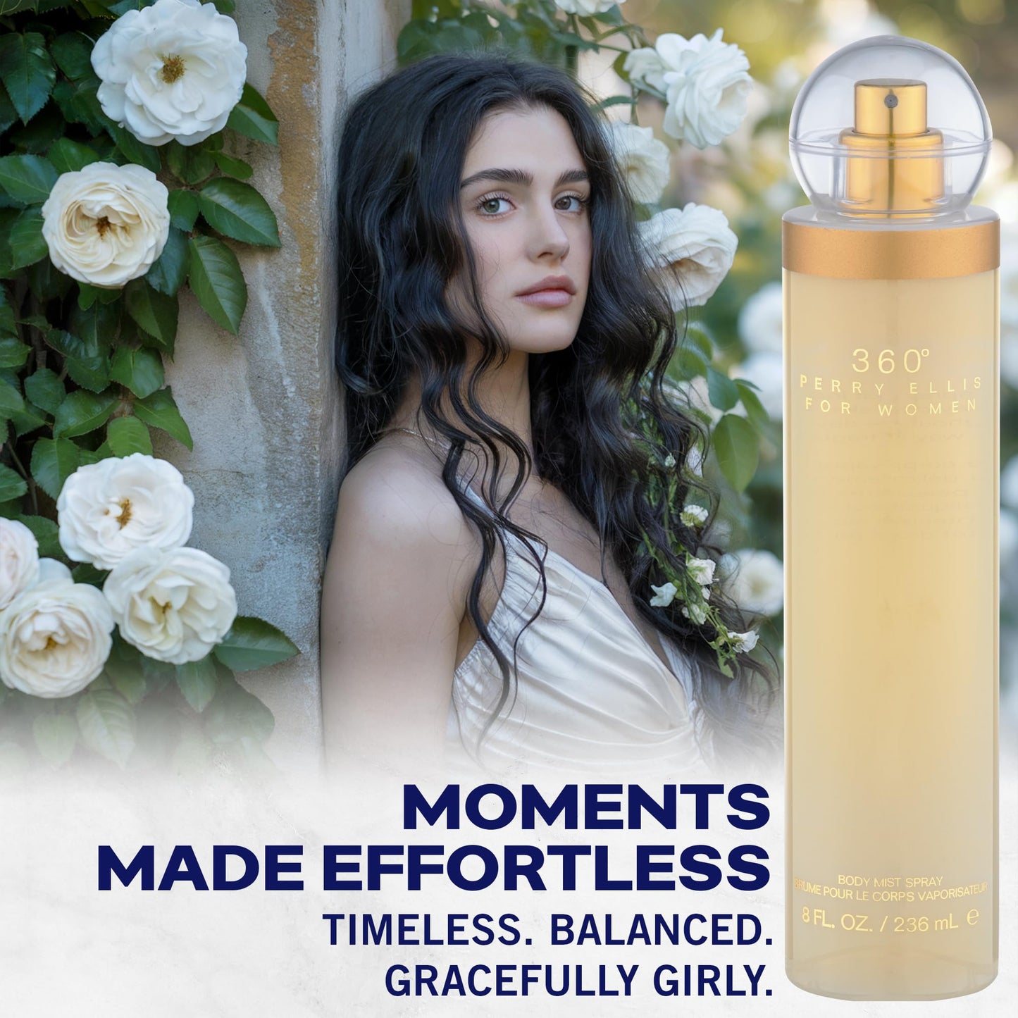 Perry Ellis 360° Body Spray for Women - Fruity, Floral Body Mist, Perfumes for Women, EDT, Long Lasting Fragrance, Eau De Parfum with Fresh Scent - 8 fl oz