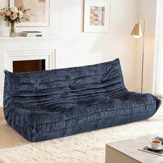 HABUTWAY Bean Bag Chair, Giant Bean Bag Chairs for Adults, 3 Seater Fireside Chair, Lazy Large Floor Bean Bag Sofa for Living Room, Bedroom, Dorm, Office (Navy Blue)