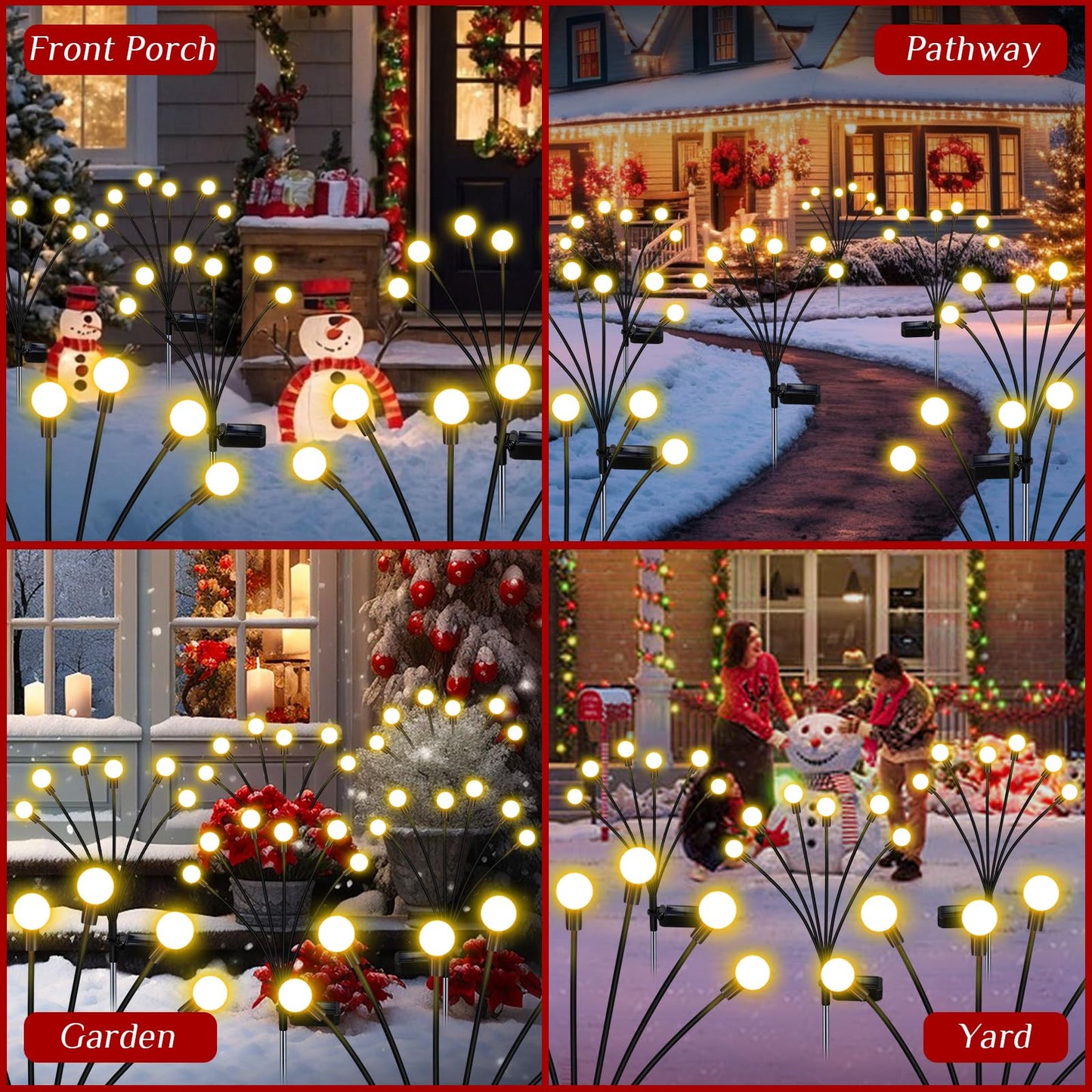 ZFNN Solar Garden Lights Outdoor, 10 Pack 60 LED Solar Firefly Lights, Swaying Waterproof Garden Decor for Yard Patio Pathway Lawn Gardening Gifts