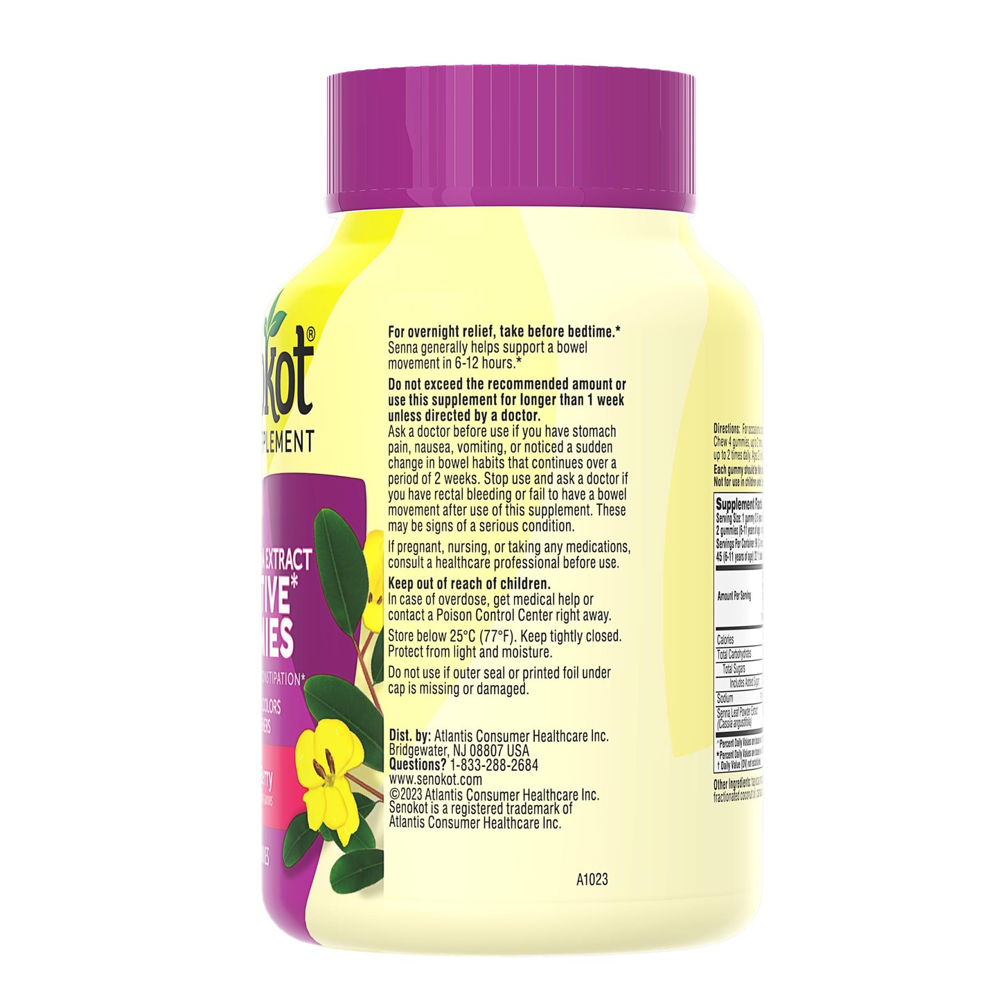 Senokot Dietary Supplement Laxative Gummies, Natural Senna Extract, Gentle, Overnight Relief from Occasional Constipation, Mixed Berry Flavor, 90 Count