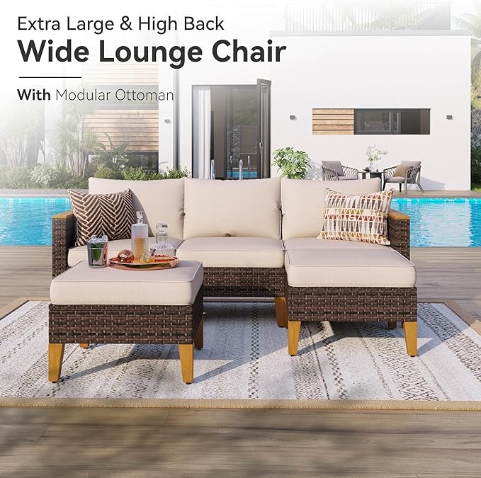 GREEN PARTY 9 Pieces Wicker Patio Furniture Set with 56" Fire Pit Table, All-Weather Outdoor Rattan Patio Sectional Sofa Conversation Set 9 Seats with 4" Thick Cushions for Garden, Backyard