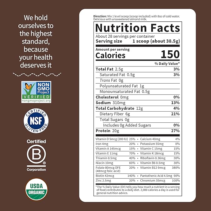 Garden of Life Meal Replacement Shakes, Raw Organic, Chocolate Protein Powder with Plant Based Pea Protein, Sprouts, Greens, Probiotics, Dairy Free 28 Servings