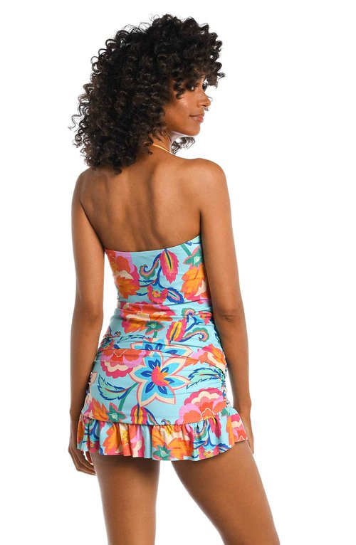 La Blanca Women's Bandeau Tankini Swimsuit Top, Multi//Breezy Beauty, 10