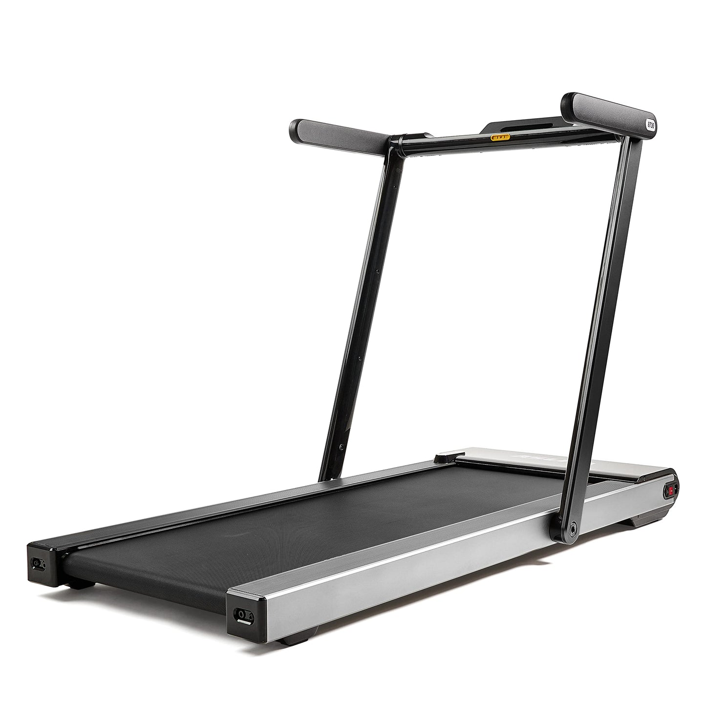 Sunny Health & Fitness Slim Foldable Treadmill Fully Assembled, 17.7" x 49" Non-Slip Running Surface, 2.5 HP Motor, Speeds up to 8 MPH, Shock-Absorption, Device Holder, Digital Monitor, & Easy Storage