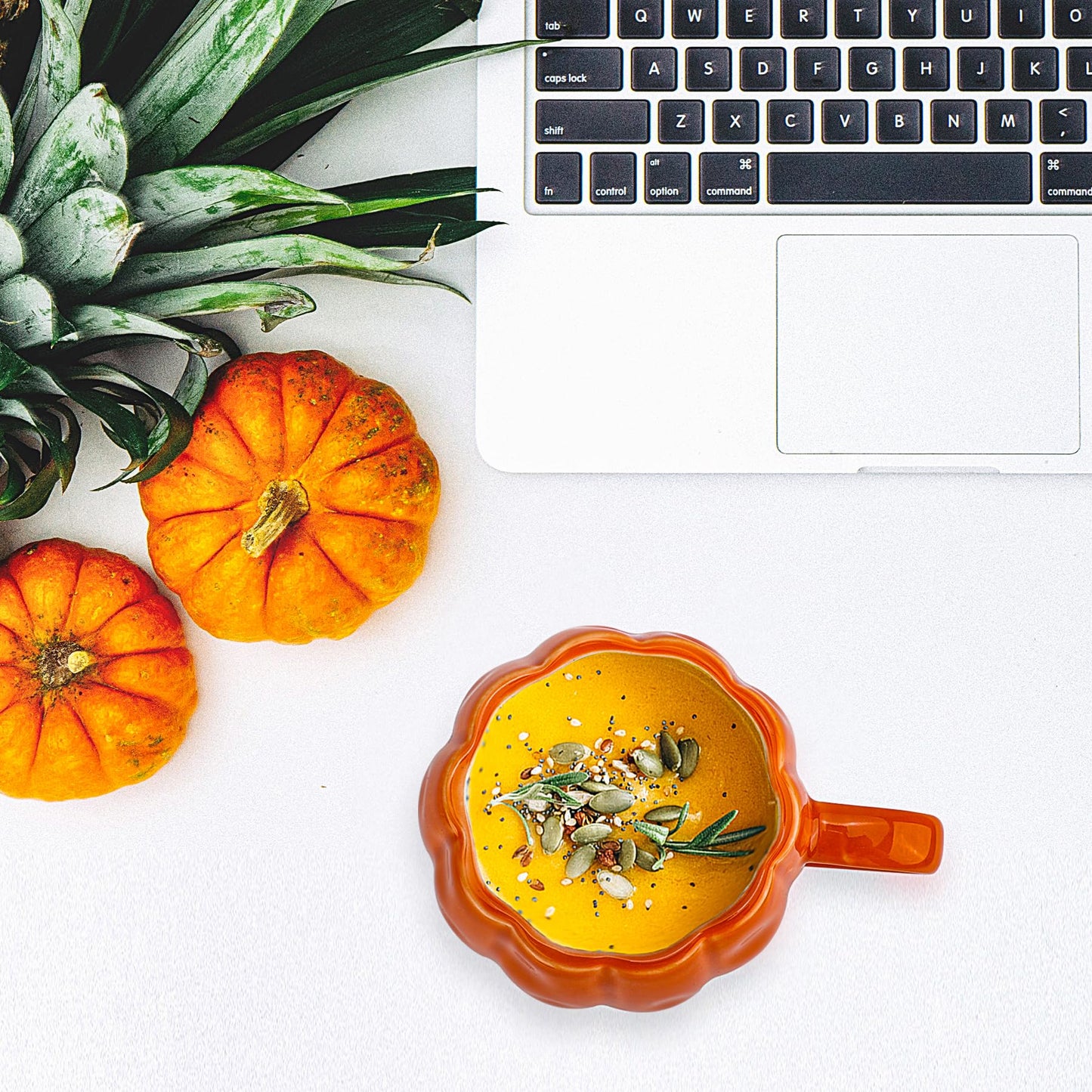 binsakao 2pcs Pumpkin Mugs - 17 oz Large Fall Coffee Mugs - Ceramic Pumpkin Mugs for Cappuccino Coffee Latte Drinkings - Women Men Thanksgiving Christmas Gift