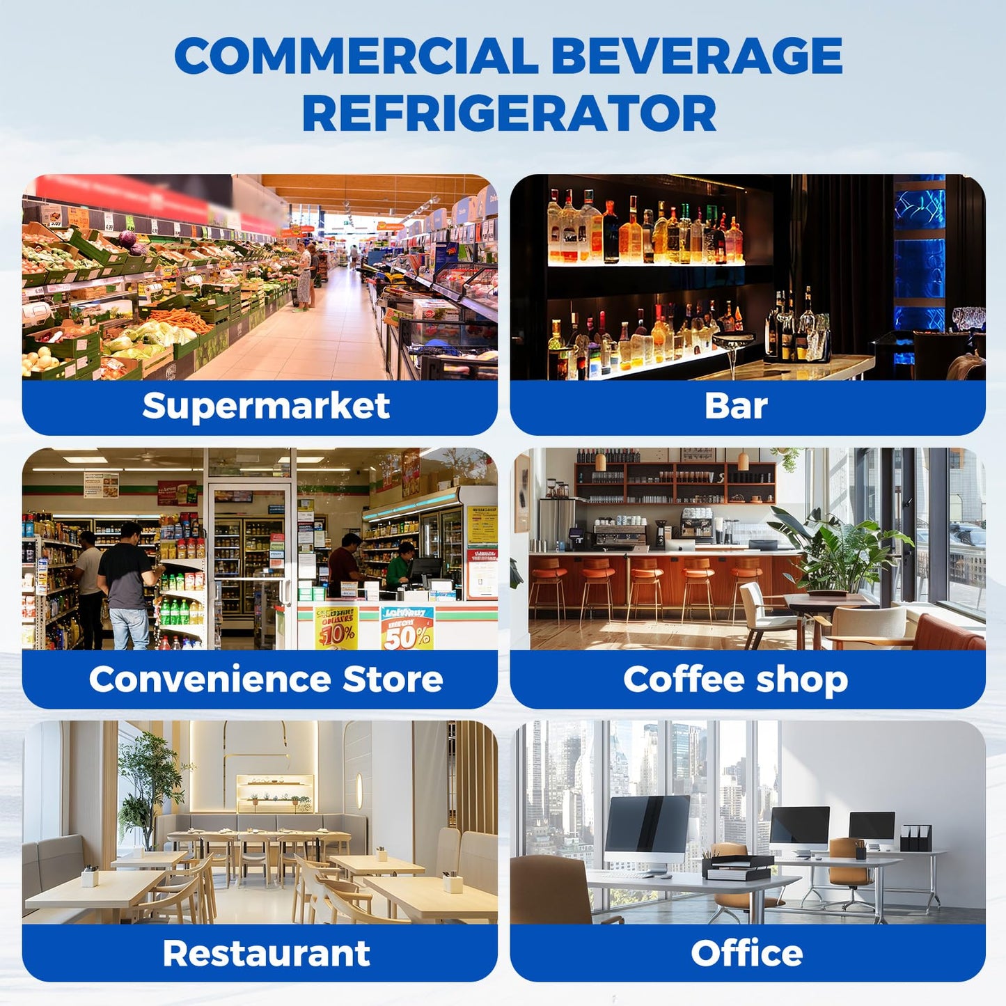 Bluelinecool Commercial Refrigerators 9 Cu.Ft Upright Merchandiser Drink Cooler – Glass Door Beverage Fridge with LED Light, Adjustable Shelves, Lock Wheels – Display Refrigerator for Beer, Bar, Shop